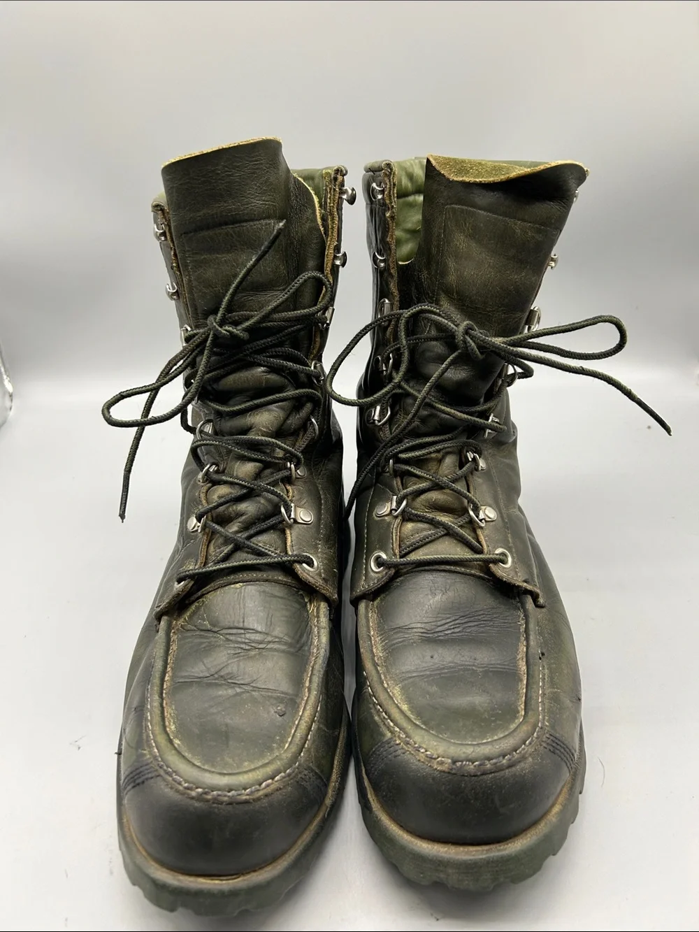 Vintage Ted Williams Sears Men's US 9.5D Boot Green Leather Work Combat Boots